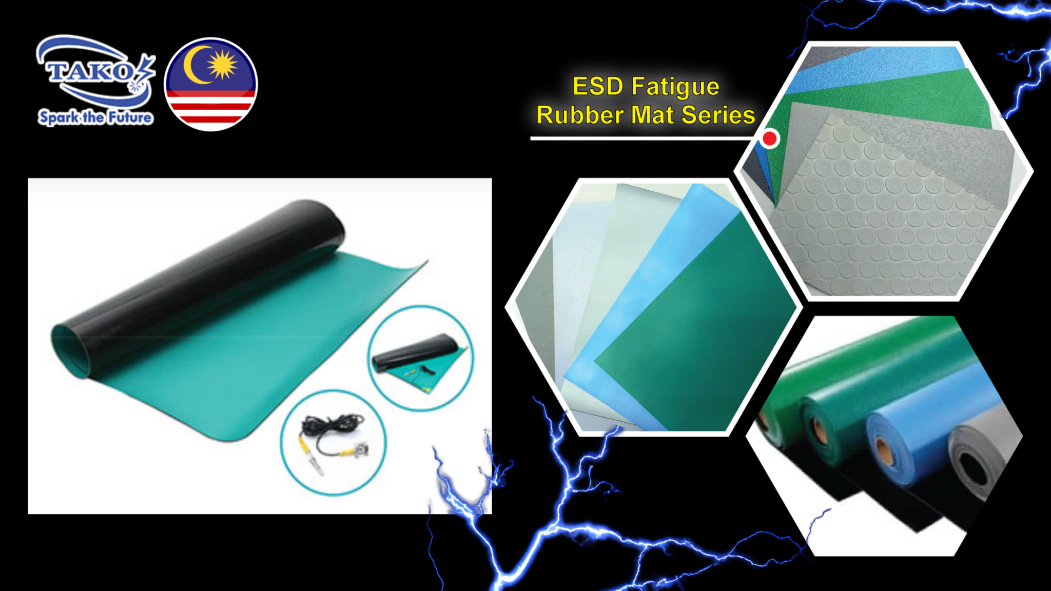 ESD Floor Mat Roll For Factory Safety with TAKO since 1979