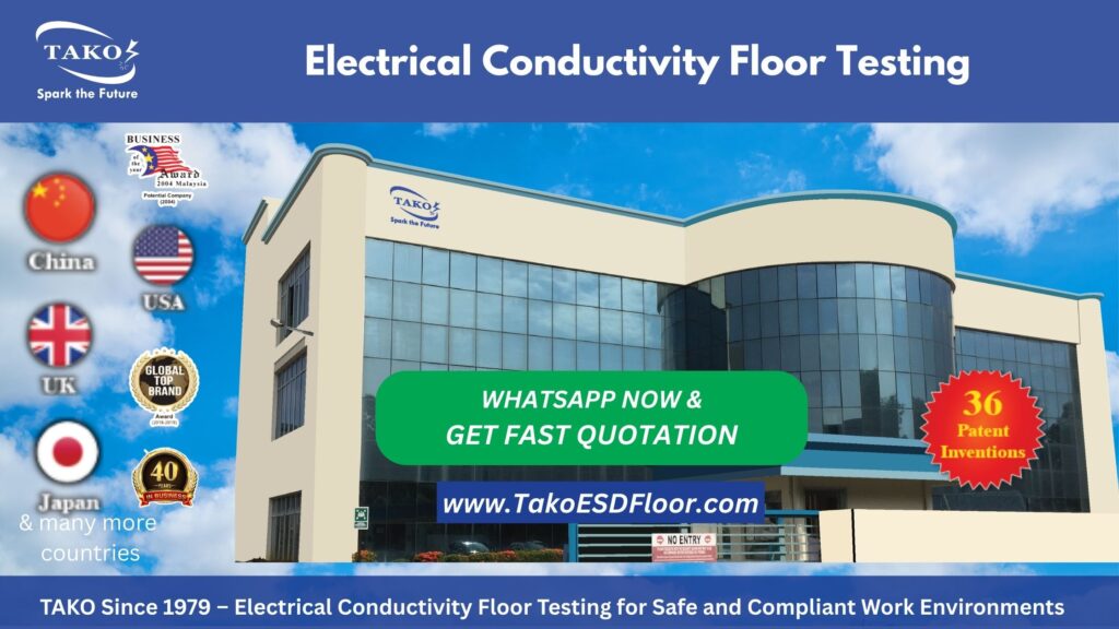 TAKO Since 1979 – Electrical Conductivity Floor Testing for Safe and Compliant Work Environments 1 Electrical conductivity floor testing Electrical conductivity floor testing