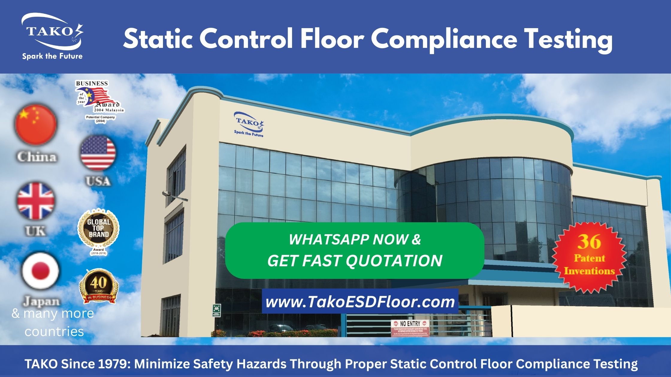 TAKO Since 1979: Minimize Safety Hazards Through Proper Static Control Floor Compliance Testing 6 Static control floor compliance testing