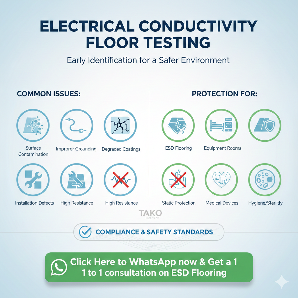 TAKO Since 1979 – Electrical Conductivity Floor Testing for Safe and Compliant Work Environments 5 image 58 Electrical conductivity floor testing