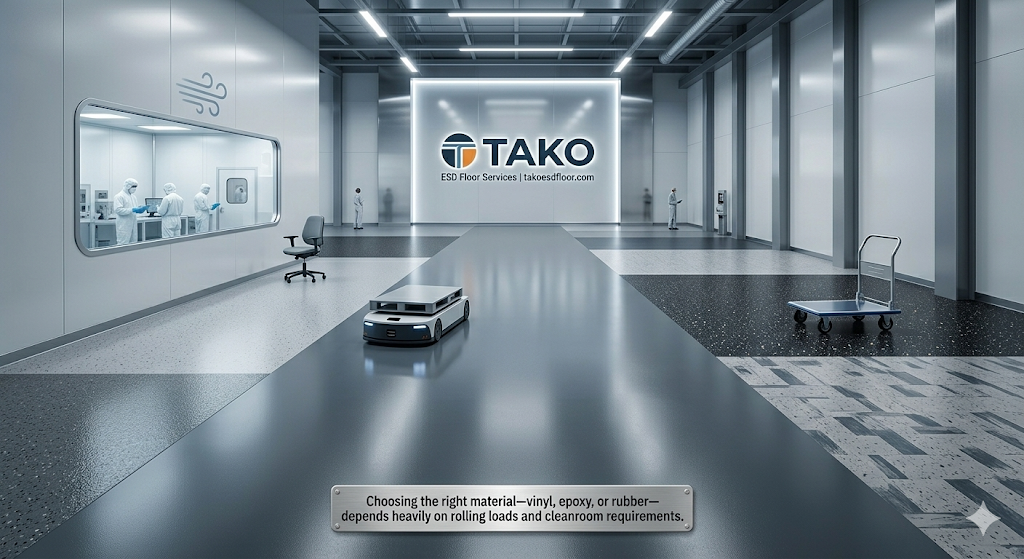 SIRIM Certified ESD Flooring Malaysia — Trusted, Audit-Ready Since 1979 4 types-of-esd-flooring-epoxy-vinyl.jpg· Choosing the right material—vinyl, epoxy, or rubber—depends heavily on rolling loads and cleanroom requirements.